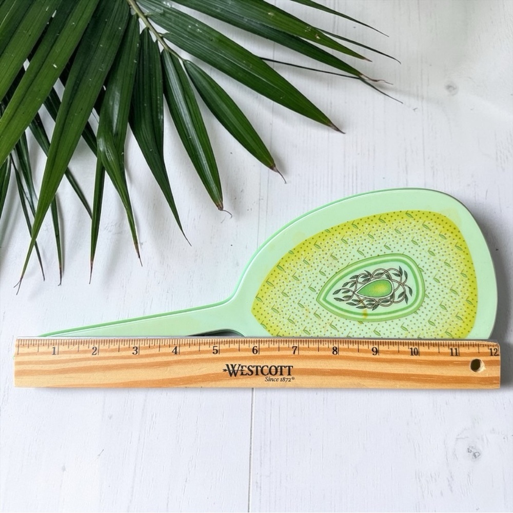 Vintage DuPont Lucite Hand Mirror Green Yellow Vanity Mirror Retro Table Mirror - Picture 6 of 13